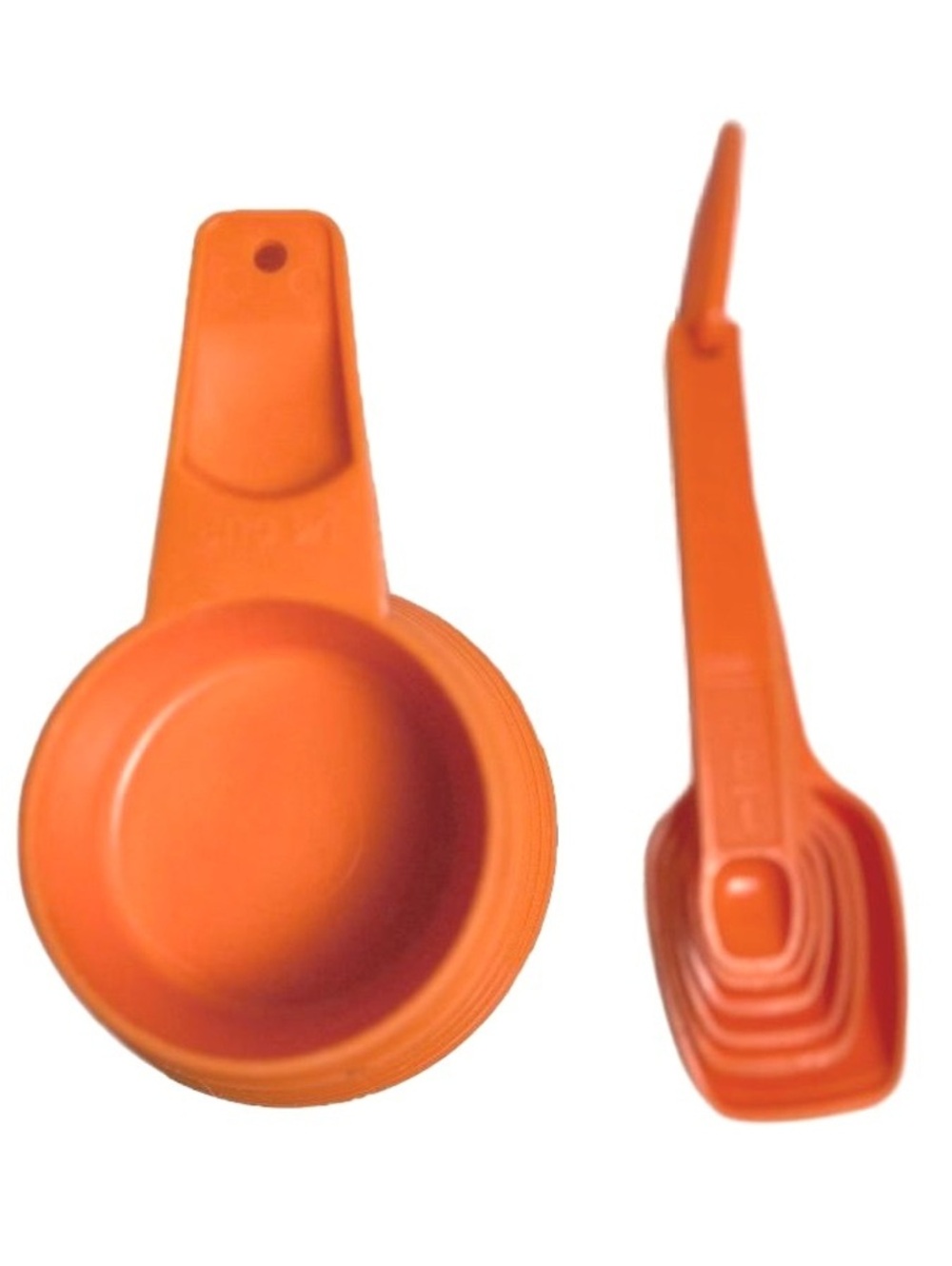 Vintage Tupperware Harvest Orange Measuring Cups & Spoons Set • 1970s Retro MCM